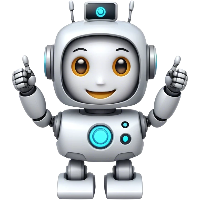 cute girly robot with a big smile, portal design , giving a big thumbs-up emoji