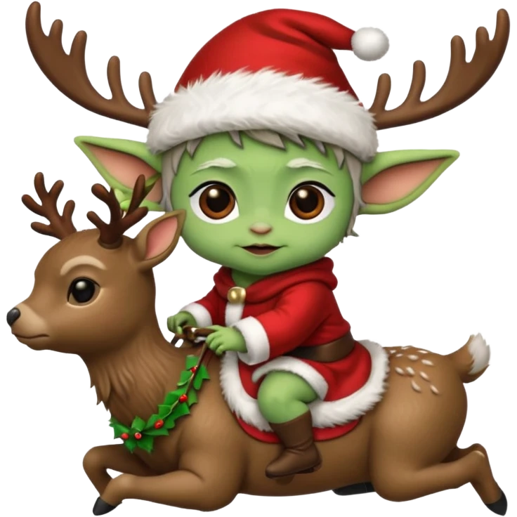 baby yoda riding eindeer christmas emoji
