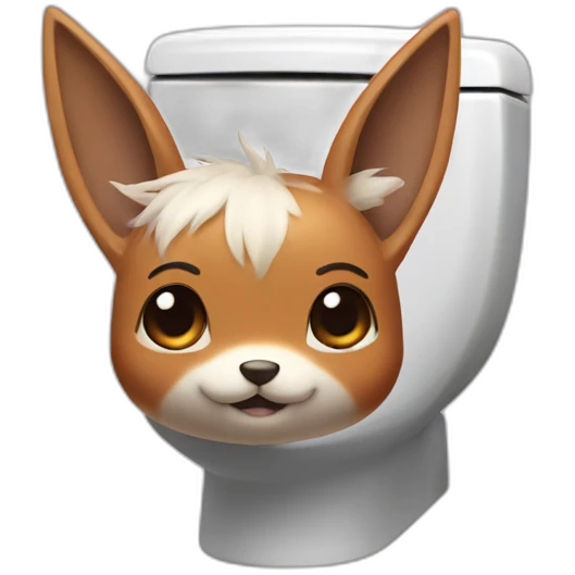 toilet with eevee head atop emoji
