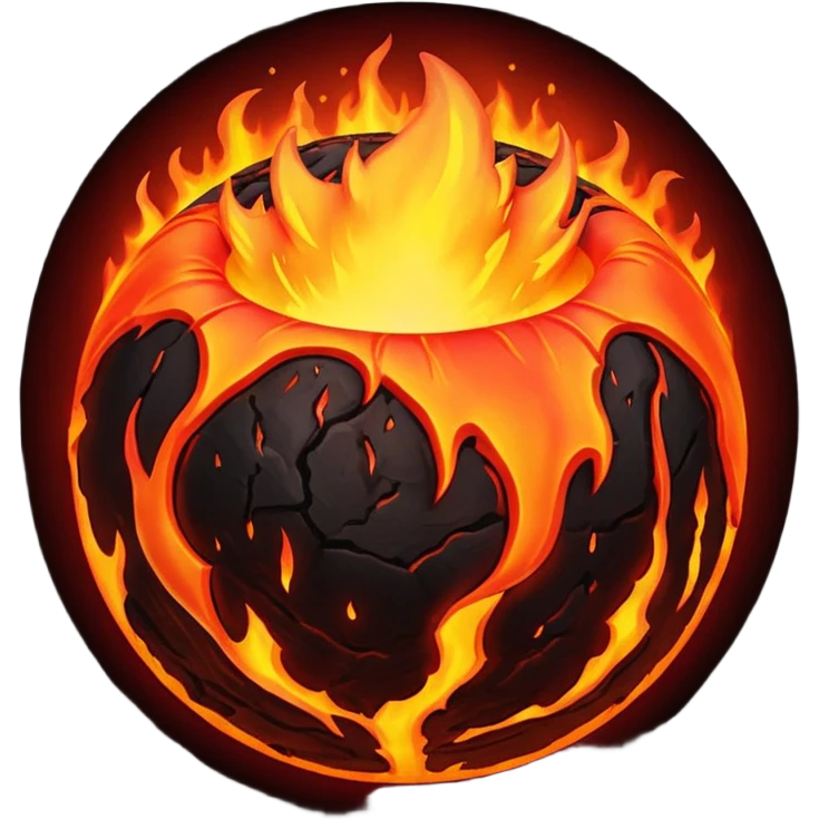 sphere planet, surface covered with lava fire emoji