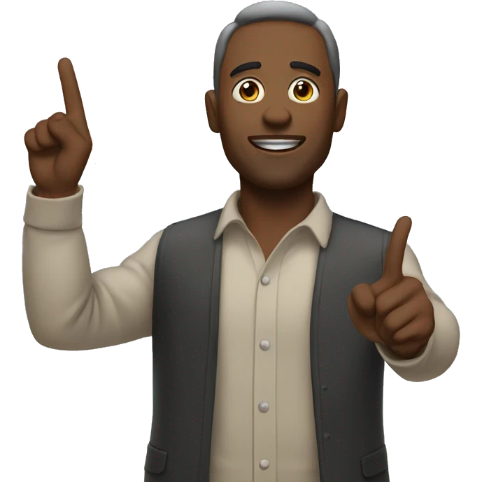 man pointing at sky with both hands emoji