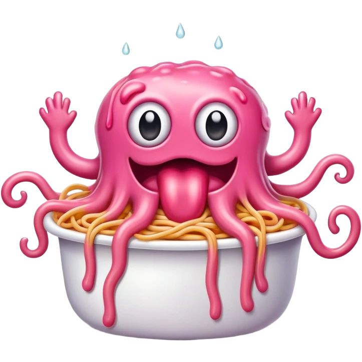 pink spaghetti slop monster hot dog  emoji