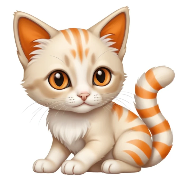 male kitten; Siamese and Ragdoll mix; primarily white with orange ears and orange striped legs and tail emoji