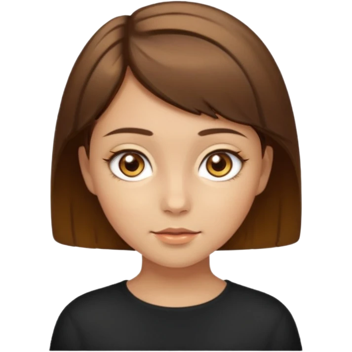 A young girl with short brown hair, her eyes should be hazel, her skin should look gold emoji
