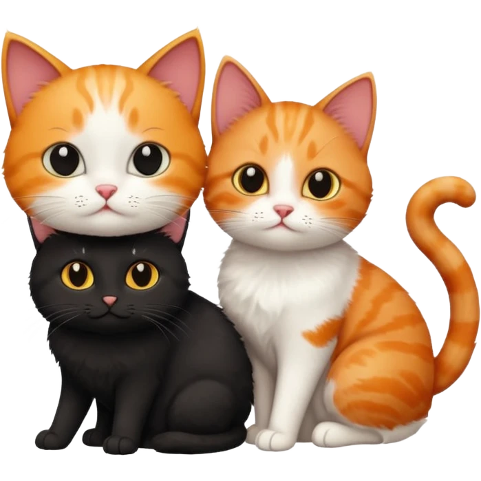 white cat and a black smaller cat and ginger short hair  emoji