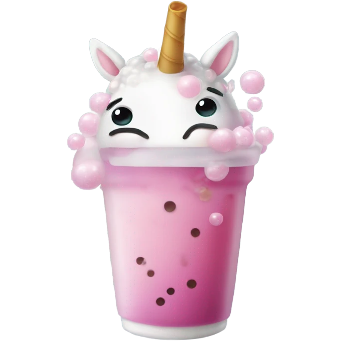 Bubble tea with a real unicorn coming out of it  emoji