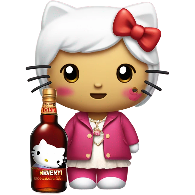Classic Hello kitty crying tears holding Hennessy bottle😭  emoji