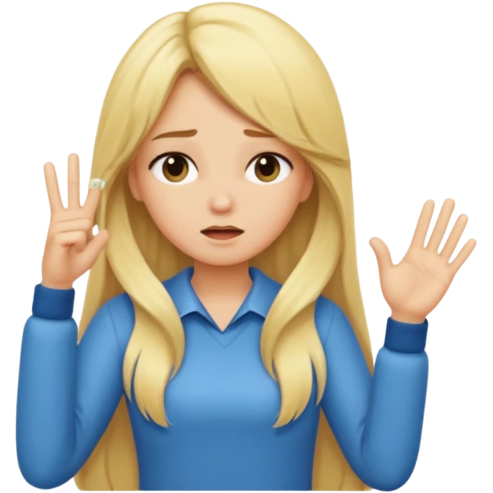 blonde cartoon girl long hair making time out gesture emoji