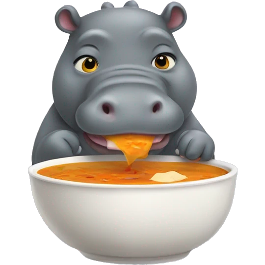 A hippo eating soup emoji