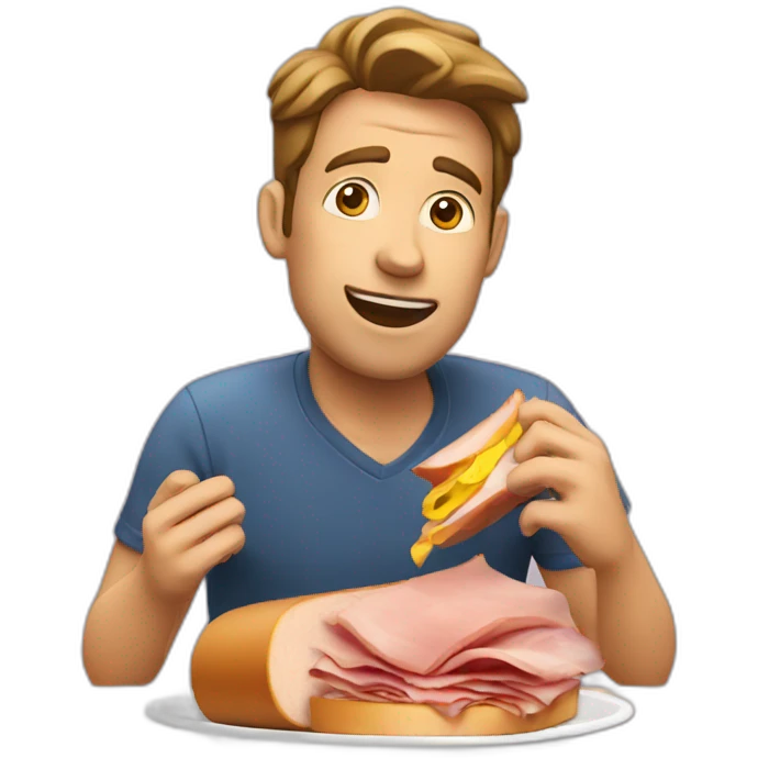 man eating ham sandwich emoji