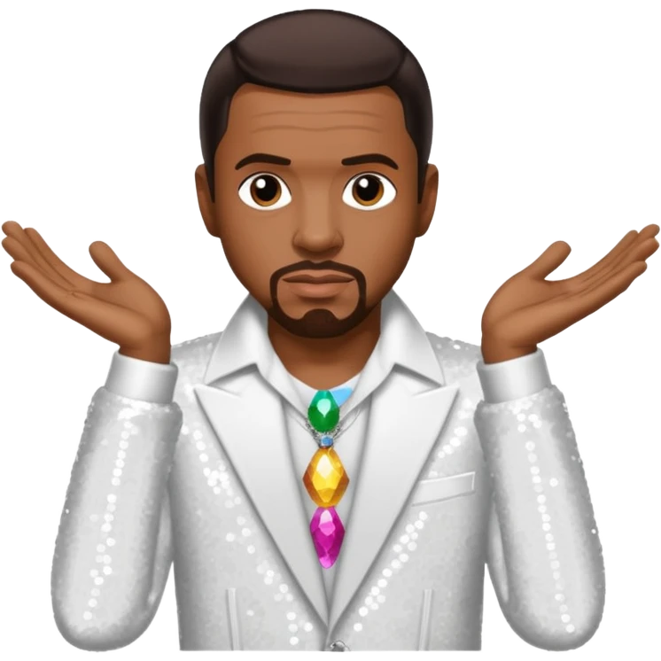 Keith Sweat, R&B Singer (b.1961) with dark brown hair, white sequin outfit emoji