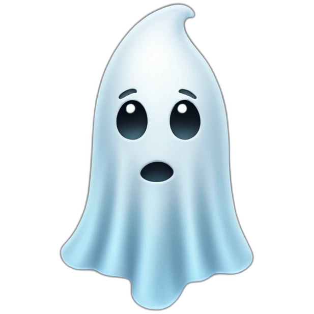A ghost with a point top emoji