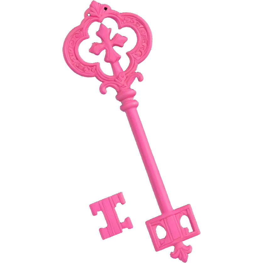 minimal 3D gothic key with pink accent, simple and vintage emoji