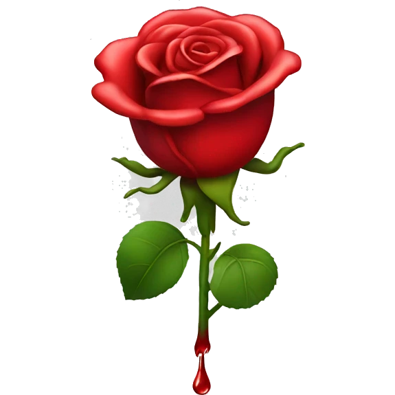 A red rose with dripping red liquid emoji