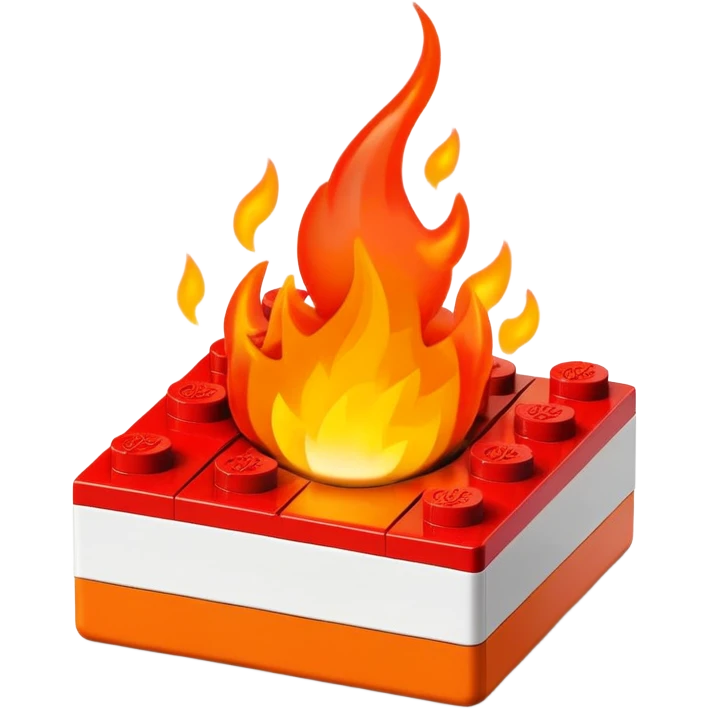 Flaming Lego emoji