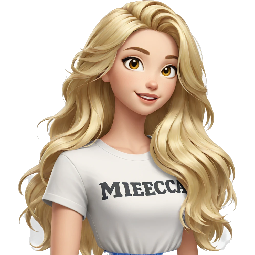 blonde girl with a smile emoji