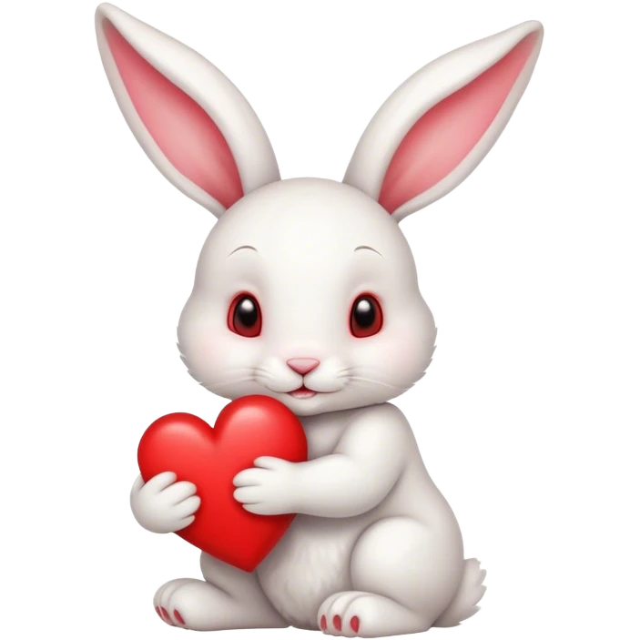 jellycat white bashful bunny holding a red heart jellycat stuffed animal plush emoji