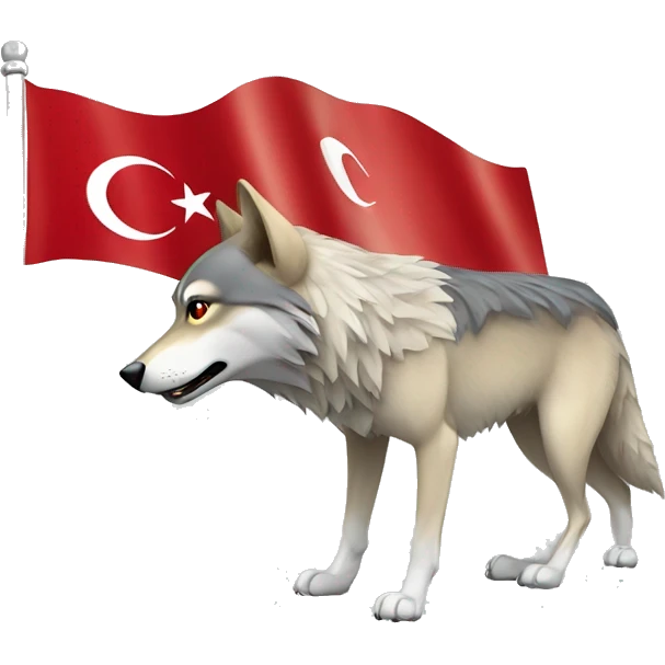 Turkish flag with a wolf emoji