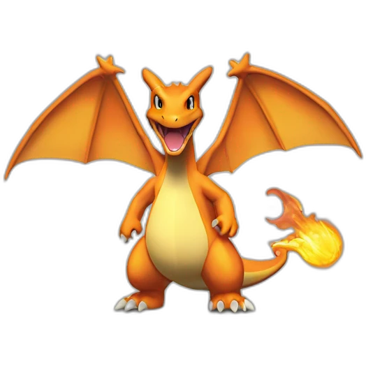 Charizard de face debout sur 2 pates féroce emoji
