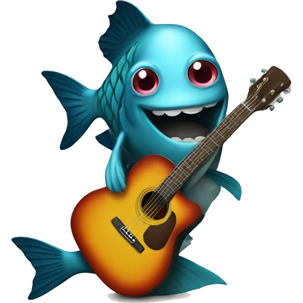 Fish with a guitar and microphone  emoji