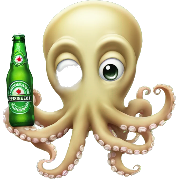 Octopus holding a Heineken beer emoji