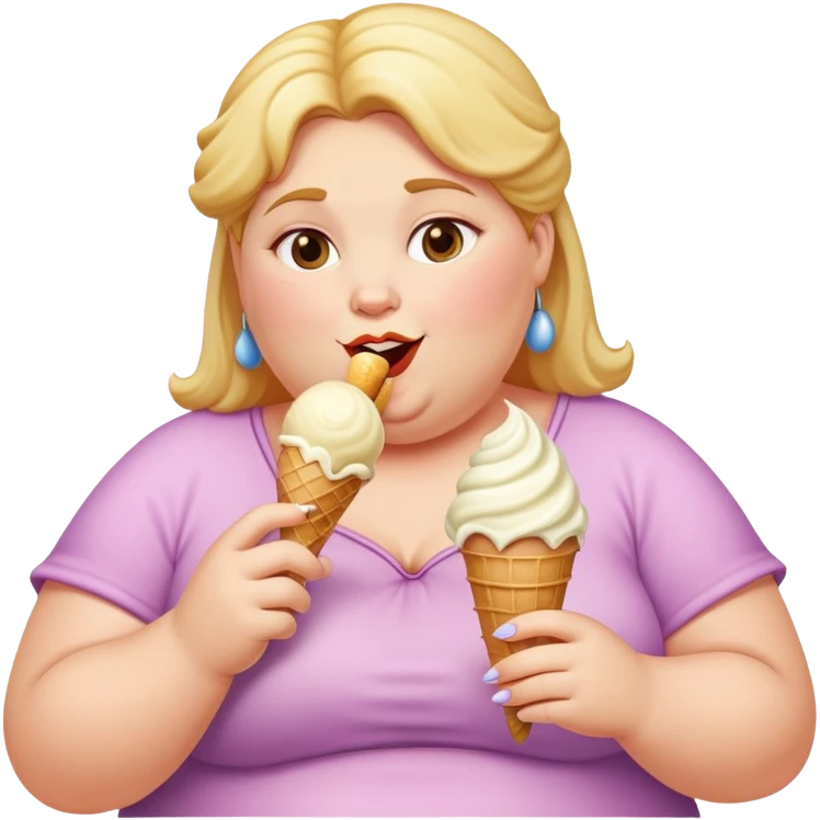 a fat lady eating ice cream emoji