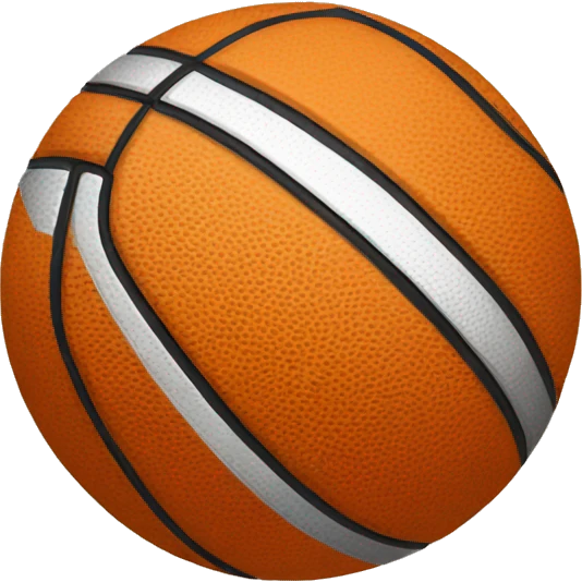 A perfect round basketball in warm orange color with characteristic black lines. In the center of the ball, there is a thin and long arrow in silver or gold color emoji