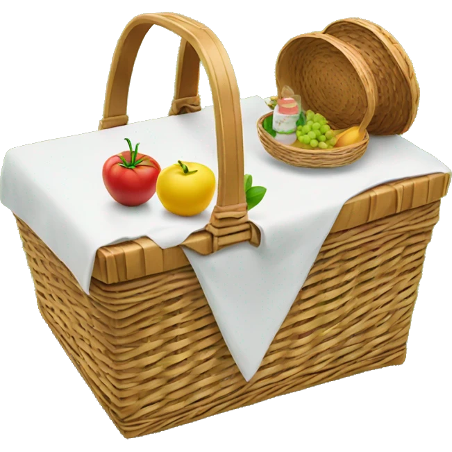 picnic basket white  on grass emoji