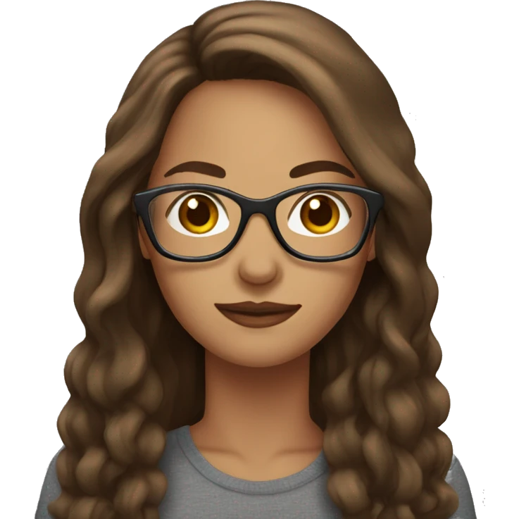  Woman Medium brown long hair with glasses  emoji