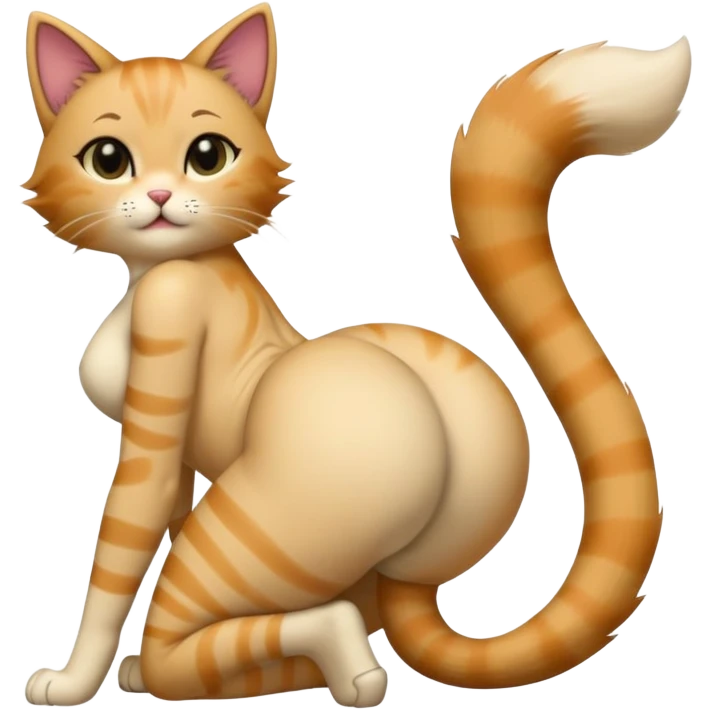Furry futa girl cat butt plug tail in ass showing genetalia emoji