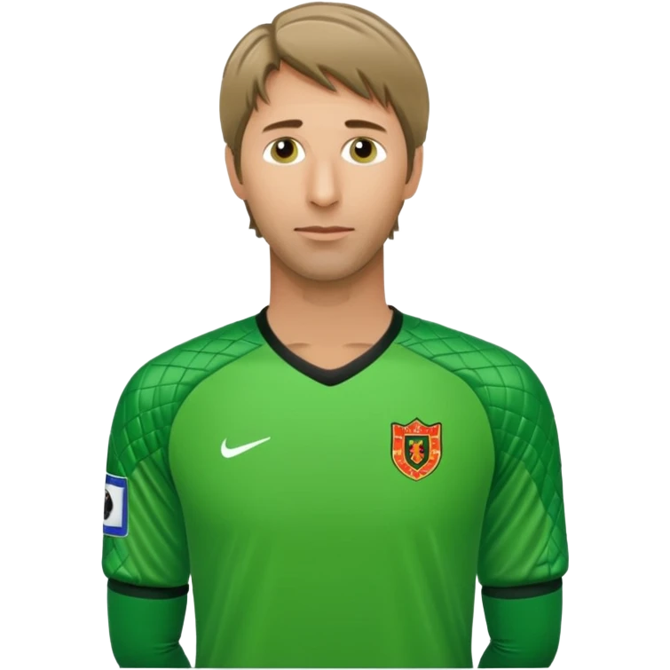 Edwin van der Sar as a football goalkeeper in a green goalkeeper kit emoji