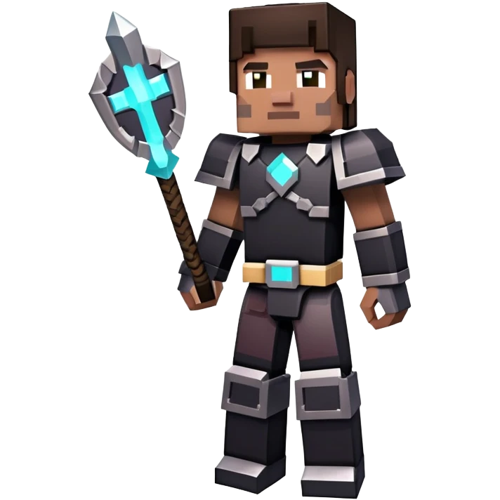 Minecraft character with netherite armor full body, blocky black armor set emoji
