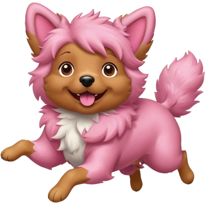 pink girly dog jumping in the air emoji