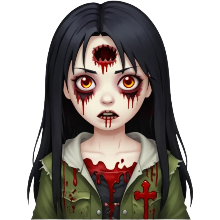 girl zombie with black long hair and franja emoji