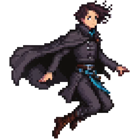 mistborn character jumping between buildings at night emoji