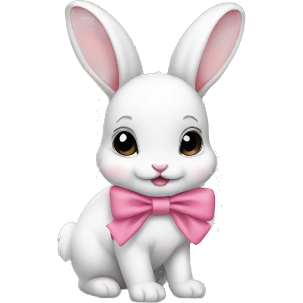 Baby bunny with coquette bow on ear emoji