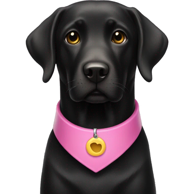 Black Labrador with a pink collar emoji