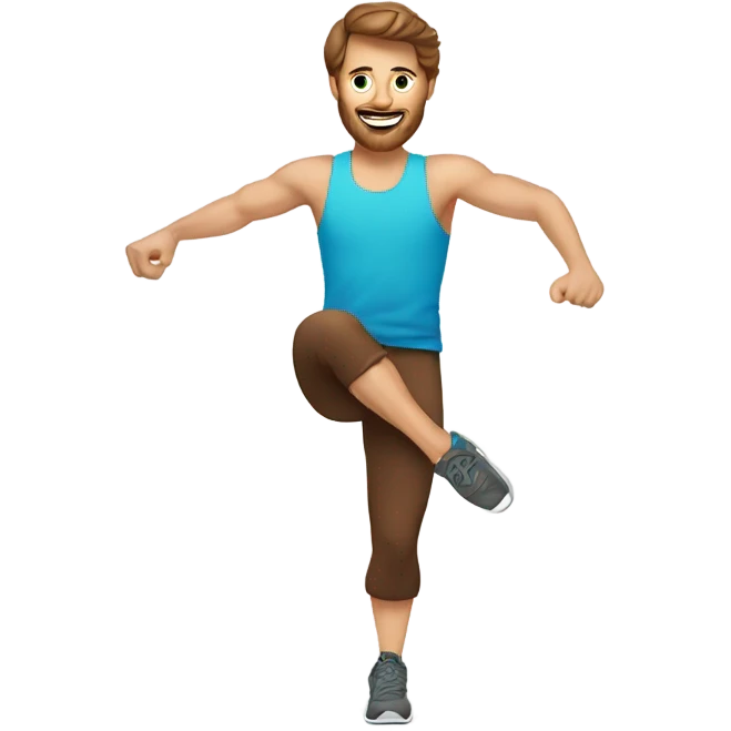 white man with brown hair doing aerobics in a coloful outfit emoji