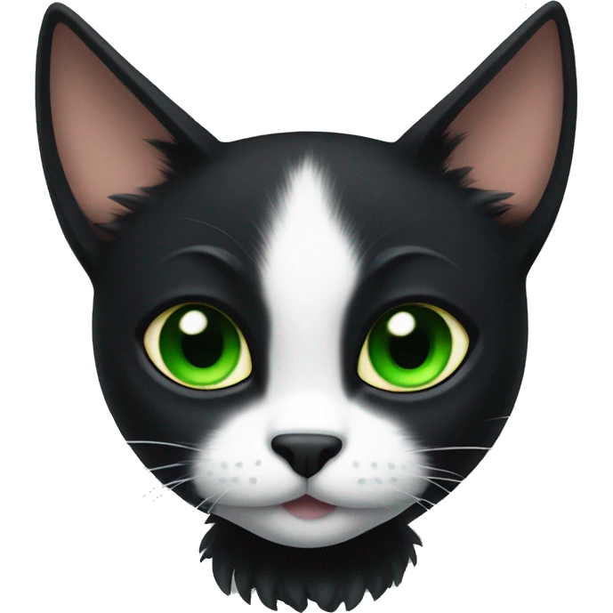 A black cat with black wings green eyes emoji