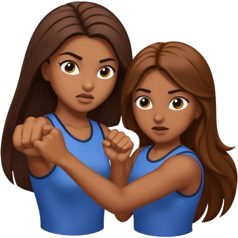 Brown long haired with long lashes girl punching another girl  emoji
