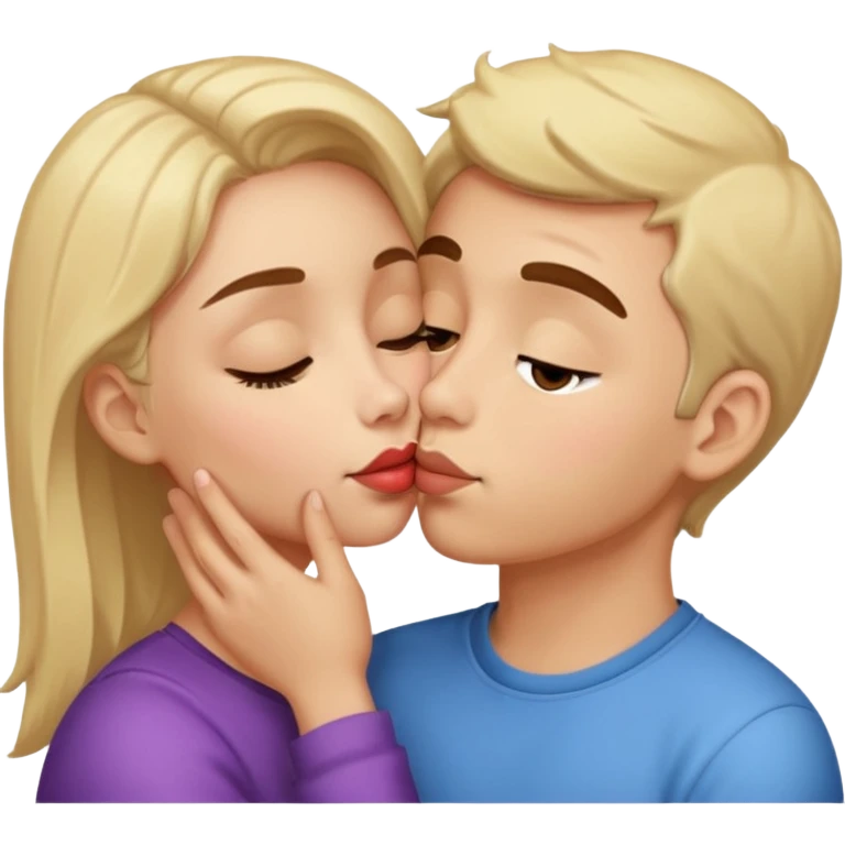 Kisses on the cheek and kisses on the eye with affection and cuteness emoji