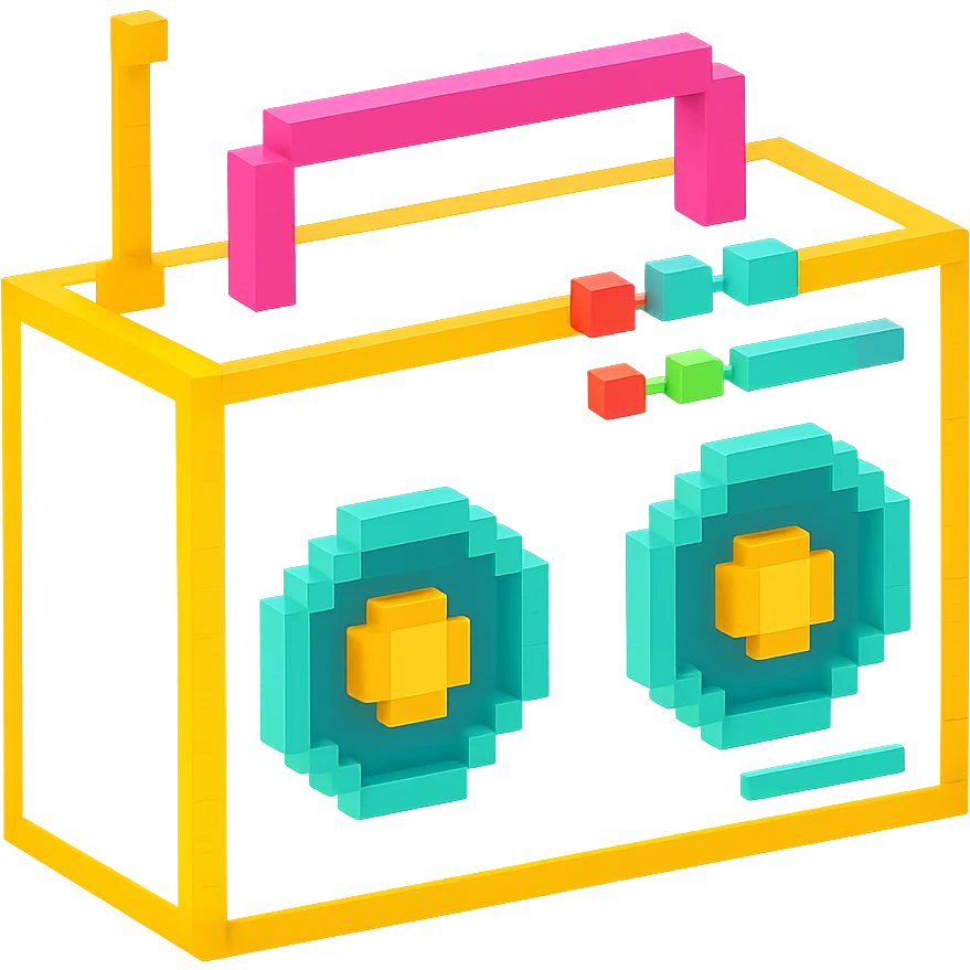 сделай белый святящейся бумбокс, no background emoji