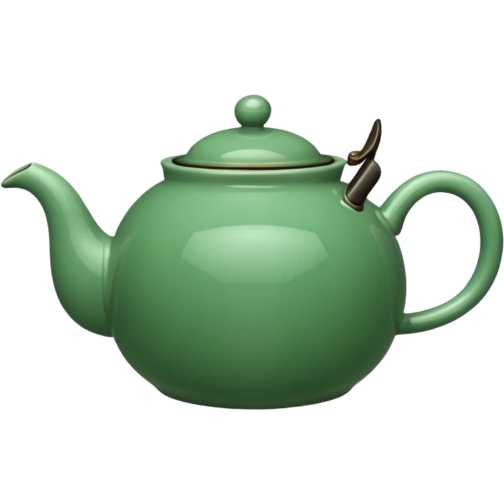 ["Round green teapot with steam rising."] emoji