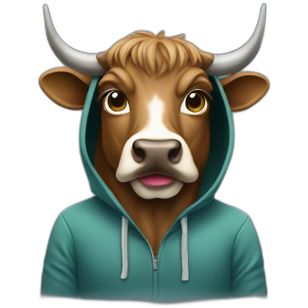emoji bull animal programmer in hoodie emoji