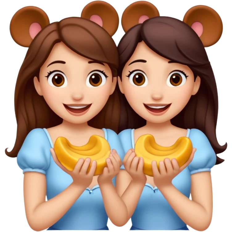 Son quatro chicas montadas en una atraccion de levantando la mano con orejas de Disney puestas en una atracción emoji