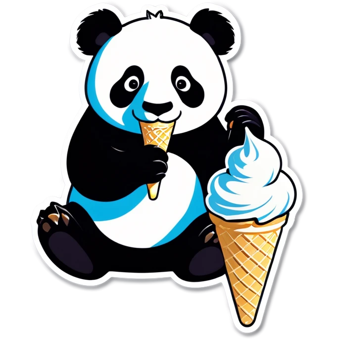 Panda eating ice cream emoji