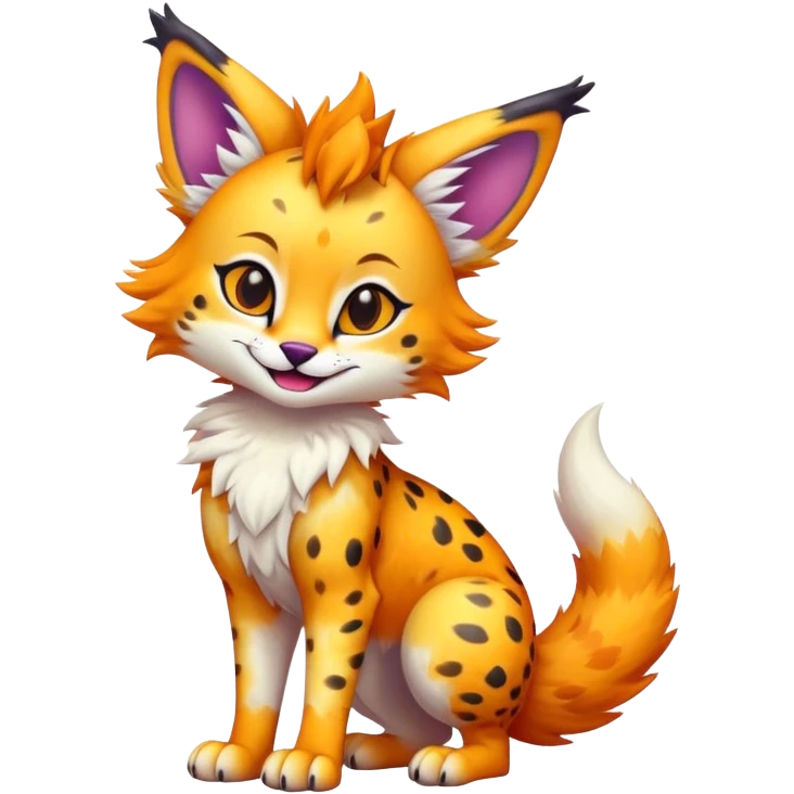 Cute Kawaii Epic Colorful Sergal-Serval-Vernid full body emoji