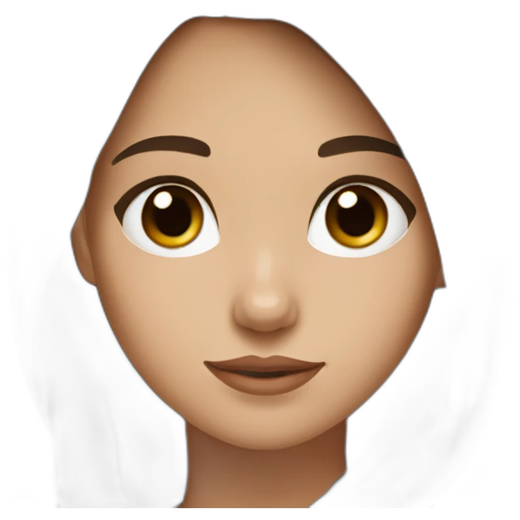 a girl with brown hair with a white and black pomerania  emoji