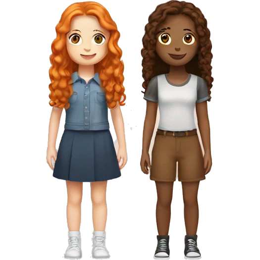 Best friends. A ginger and a brunette girl emoji