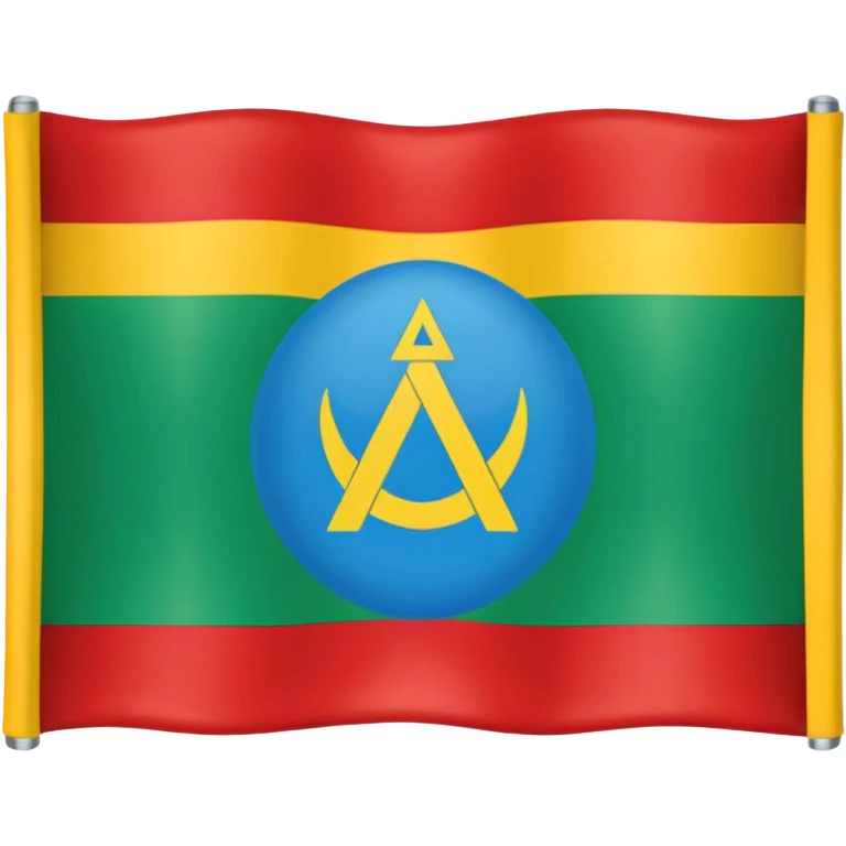 Bandera de tres líneas hariba azul medio verde con el alfabeto amazigh rojo abajo amarillo emoji